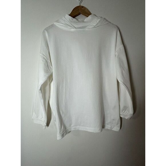 Daniel Caron Women's Large White Hoodie Mock Neck Pullover Vintage Top Shirt - Picture 1 of 4